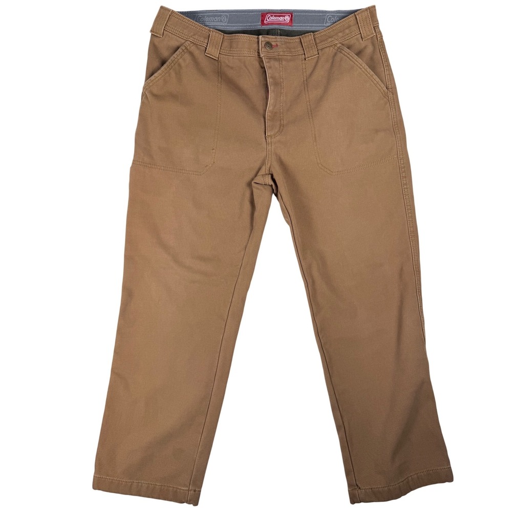 Coleman Mens Fleece Lined Canvas Work Pants‎ Brown Utility Carpenter 36x30